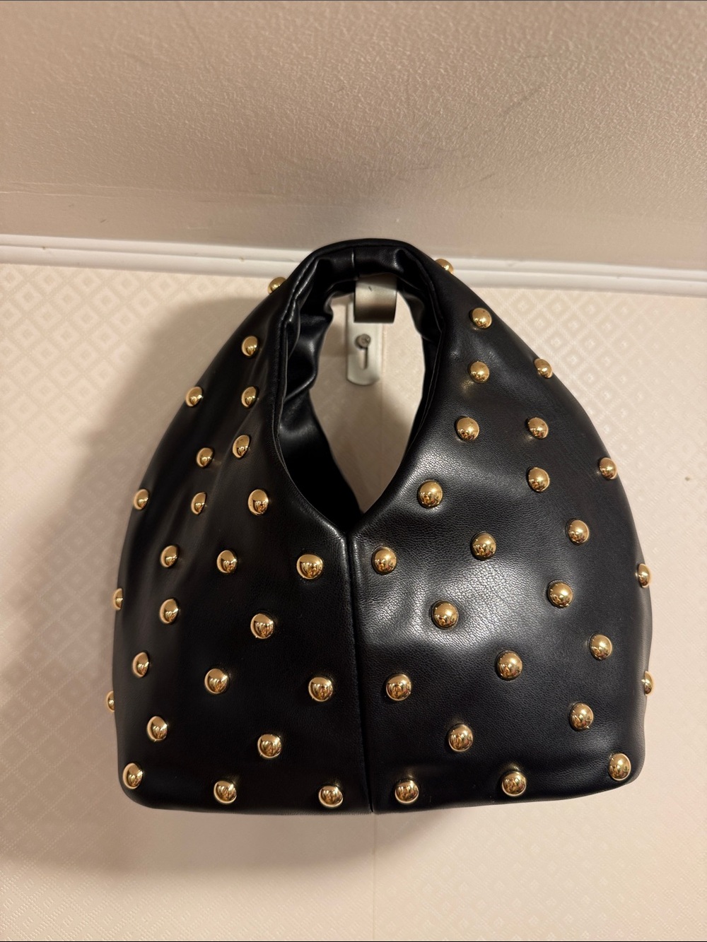 NWOT Dolce Vita Dahlia Studded Hobo HandBag Black Stella with Gold Accents - Picture 3 of 10